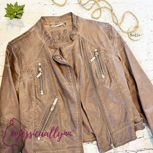 J2 | brown faux leather biker style jacket